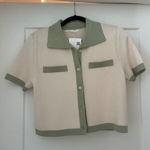 Oak and Fort CROPPED KNIT CONTRAST TRIM TOP